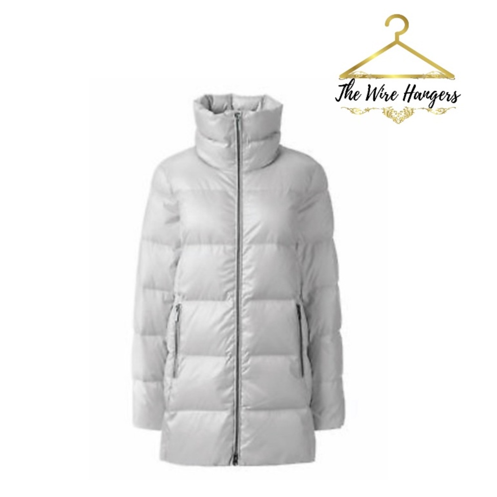 LANDS END WOMENS DOWN A LINE SILVER COAT JACKET
